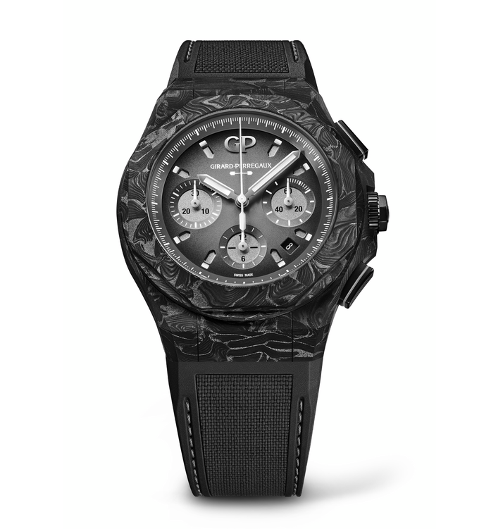 Girard-Perregaux Laureato Absolute 8Tech 44mm Watch with Black Rubber Strap